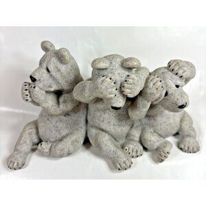 Quarry Critters Second Nature Uh Oh No Evil Bear Trio Scuplture 2000